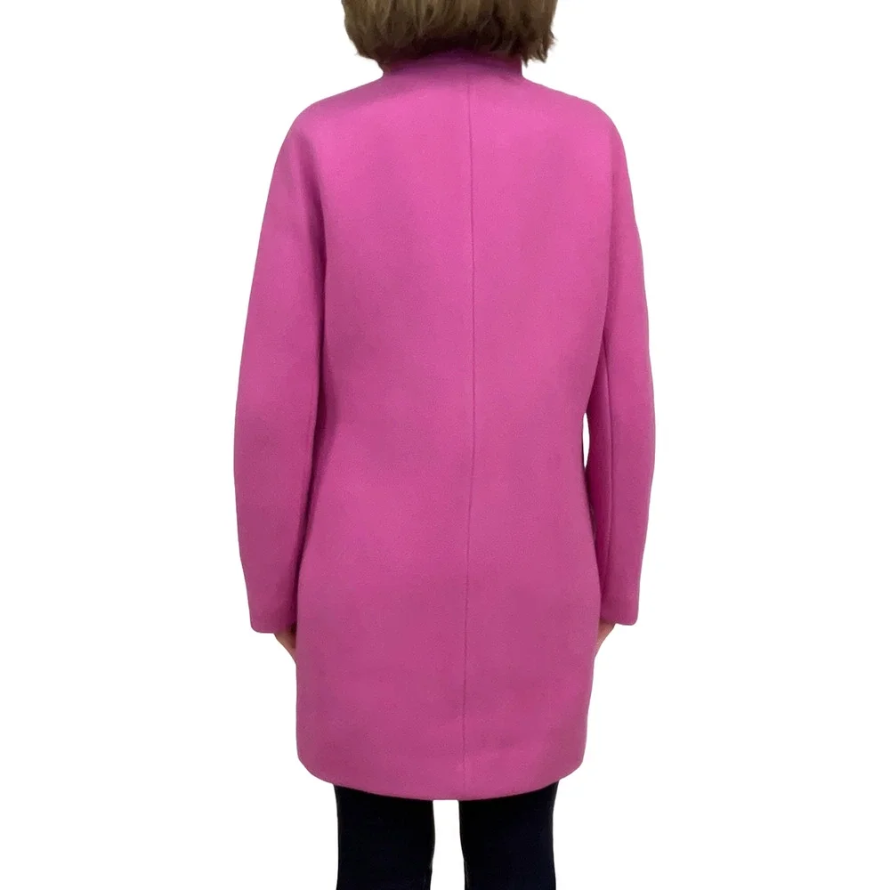 J.Crew TALL Cocoon Coat in Italian Stadium Cloth Sz 2T New $375 Dahlia Pink Wool - Picture 4 of 10